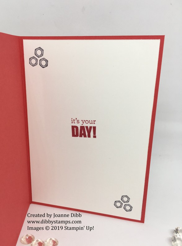 Geared Up Garage Birthday card - inside