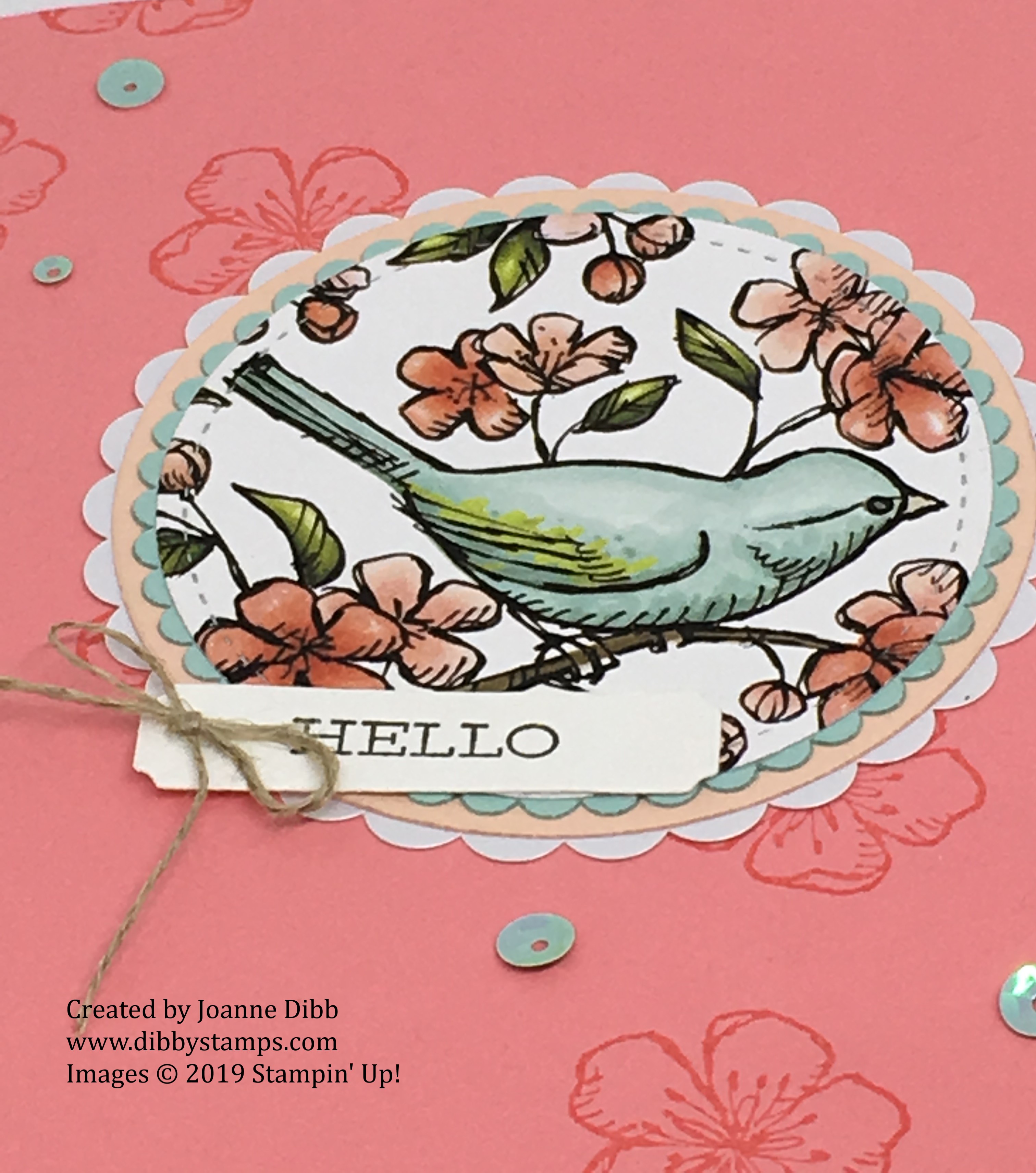 Flirty Flamingo Free as a Bird card - close up