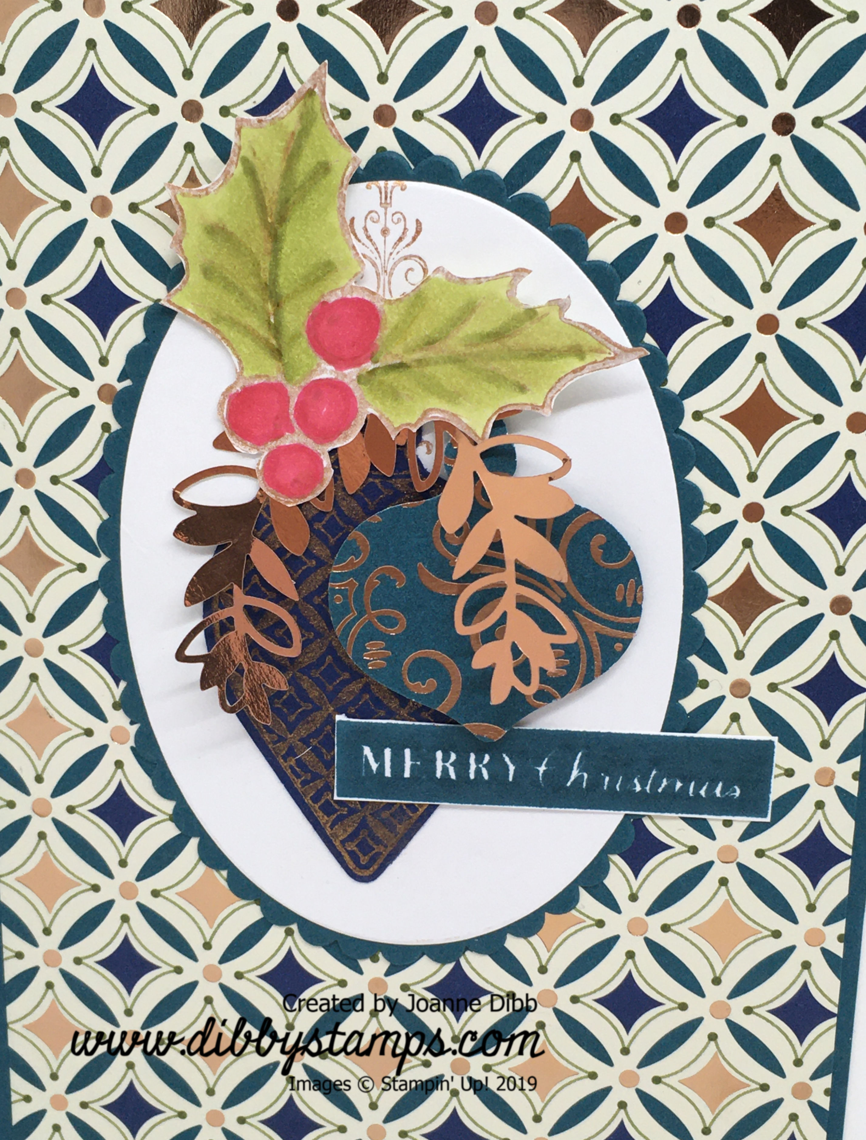 Christmas Baubles Card - close up