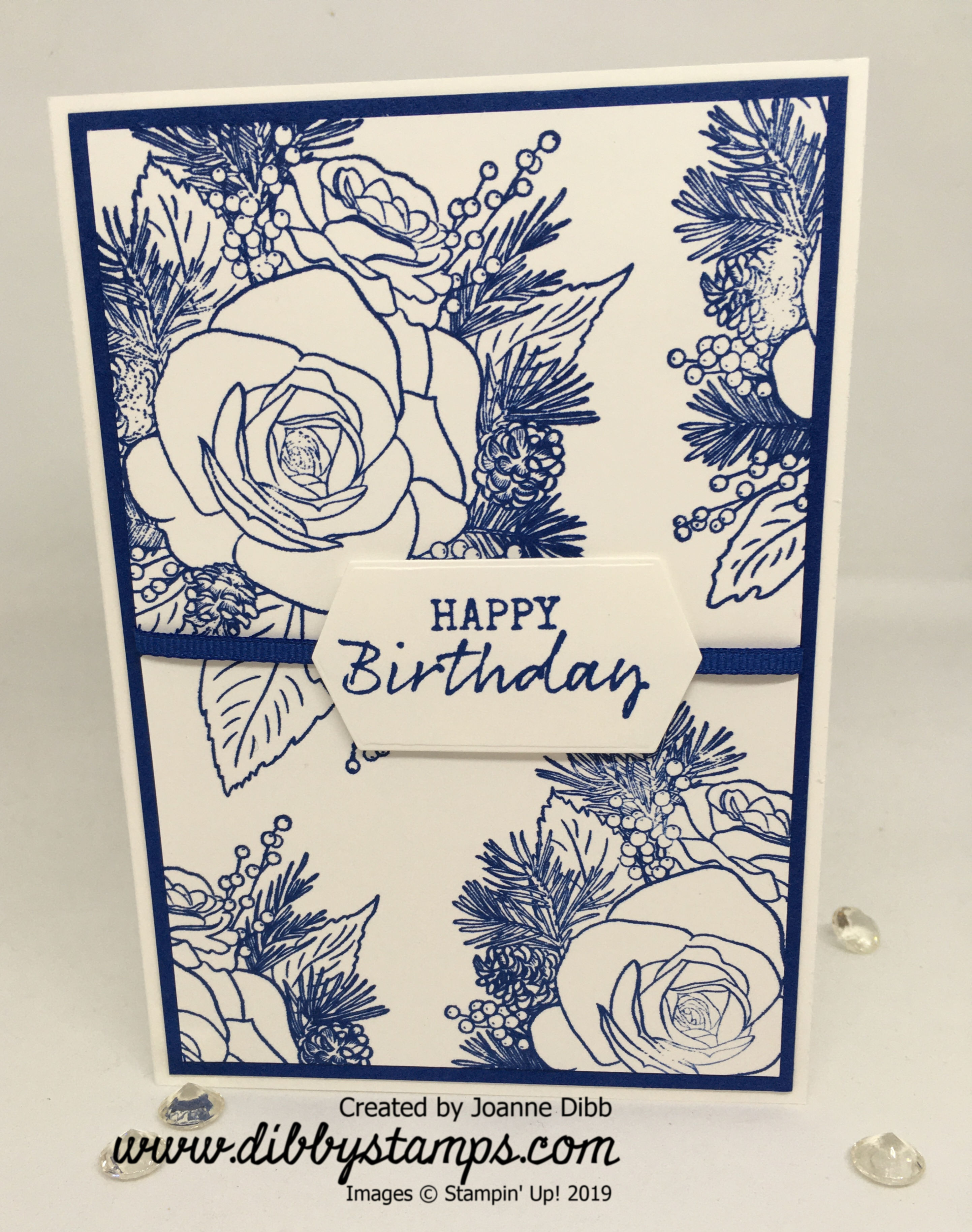 Christmas Rose Blueberry Bushell Birthday Card