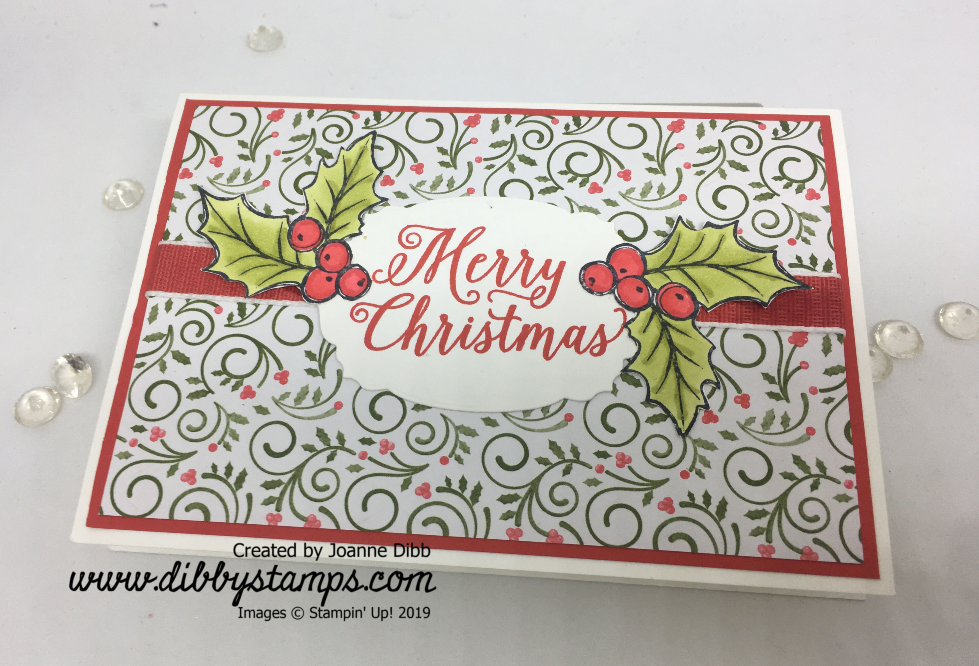 Merry Christmas Holly Card - flat