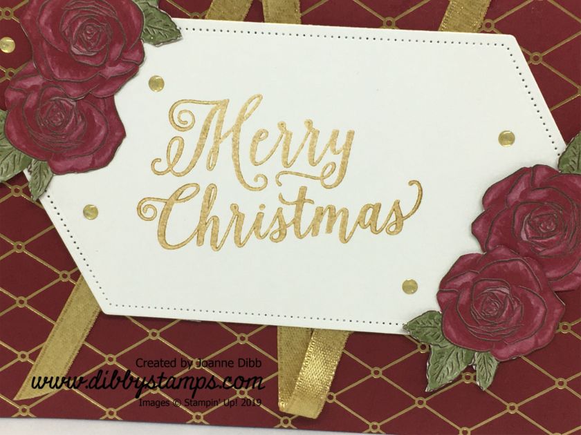 Roses & Ribbon Christmas card - close up