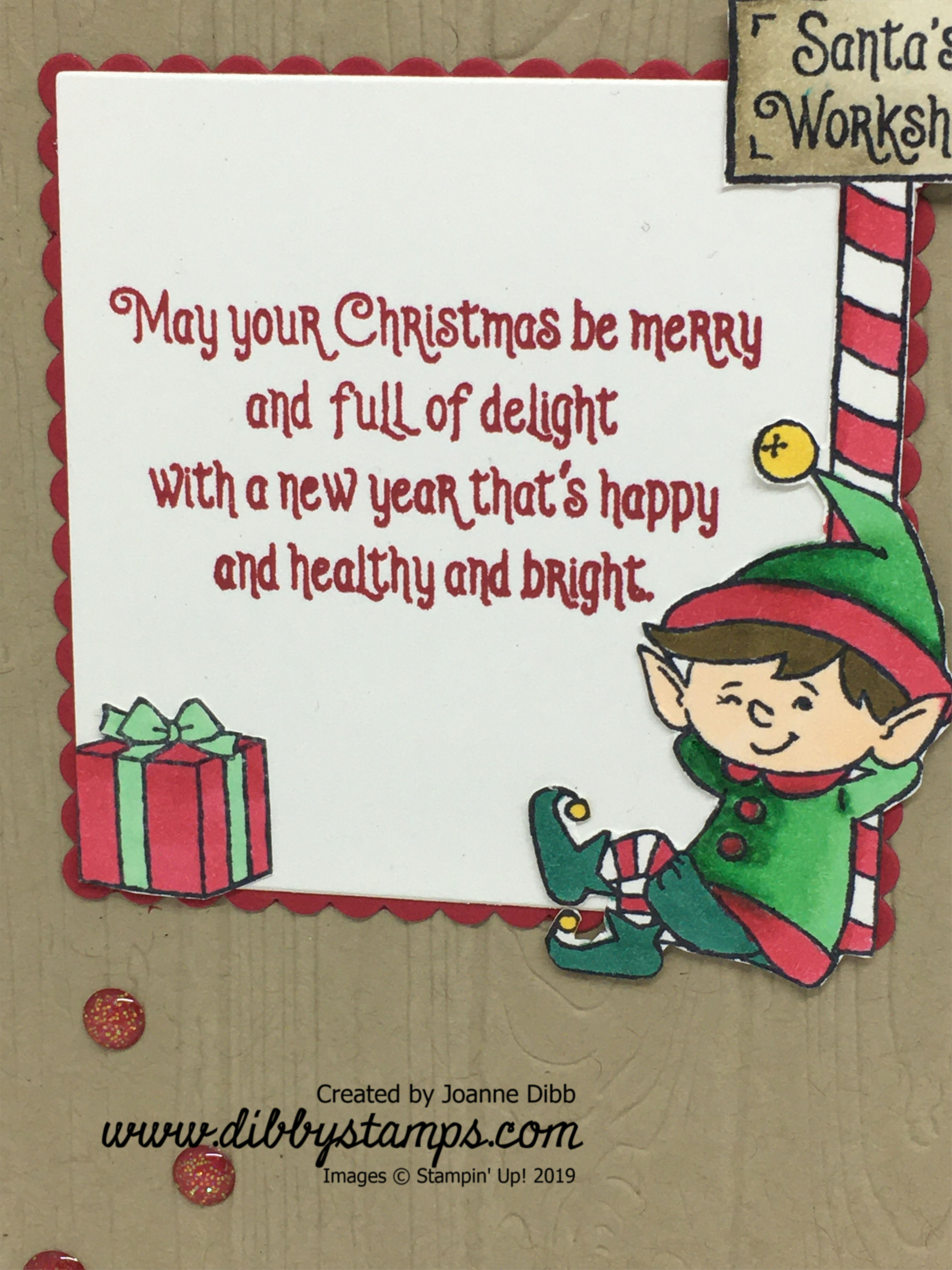 Santa's Workshop Elf Card - close up