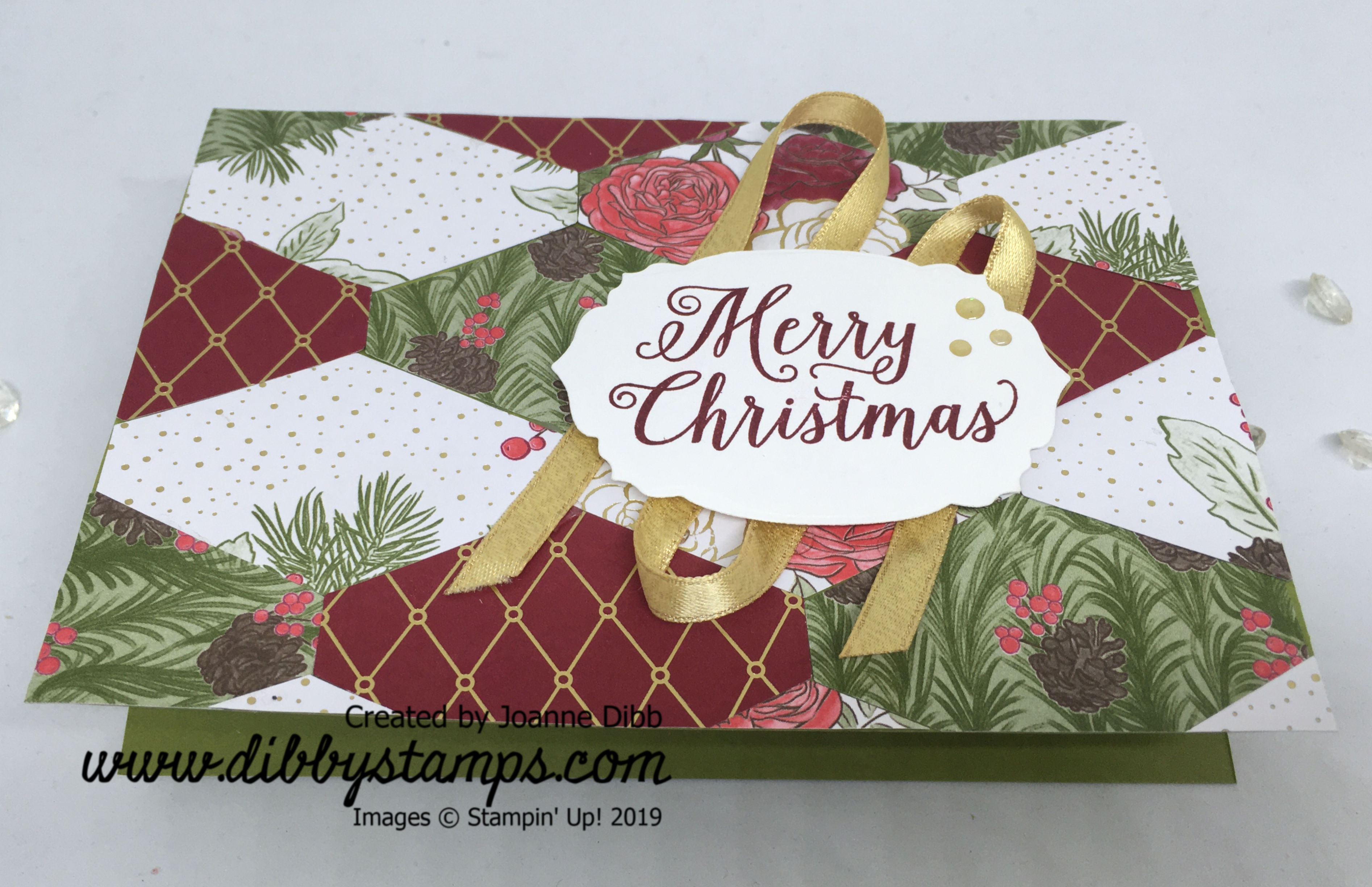Tailored Tag Patchwork Background Christmas Card